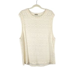 System Sleeveless Crochet Knit Cotton Boho Top Women's Size XL/Korea 105 Ivory